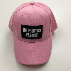 NWOT Pink Womens "No Photos Please" Patch Funny Adjustable Band Baseball Caps